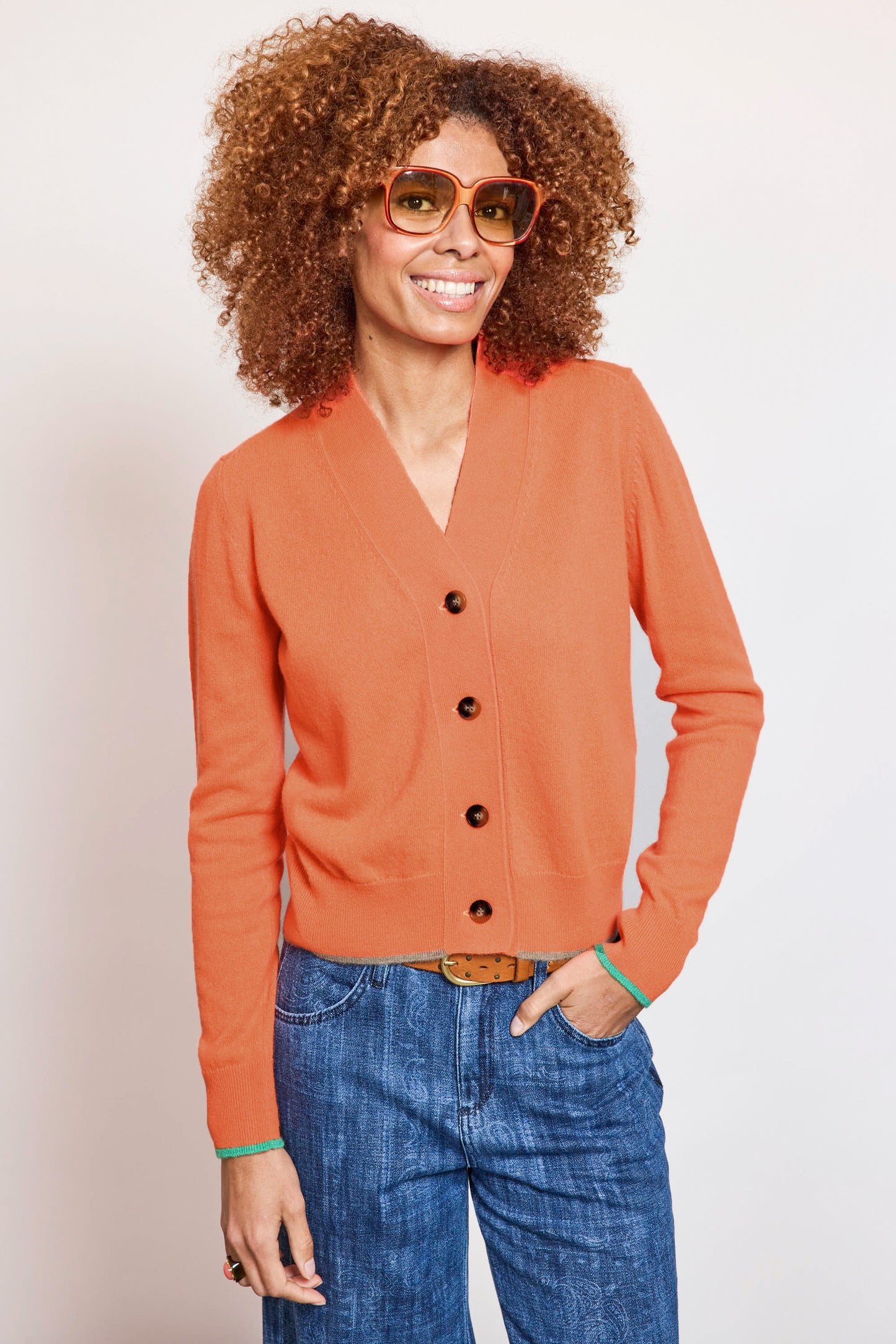 CASHMERE CARDIGAN CORAL