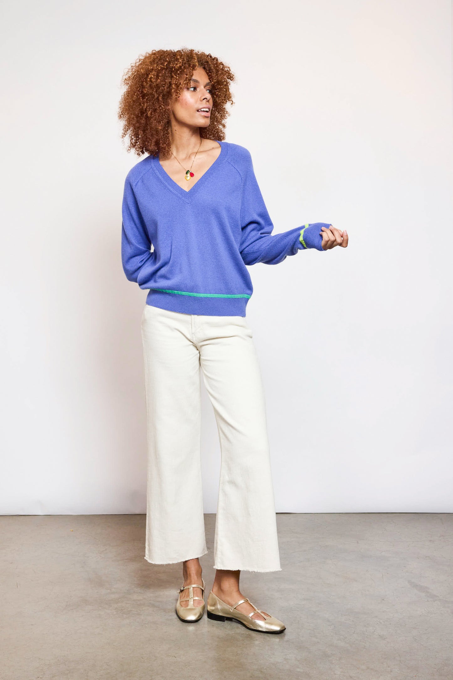 CASHMERE SWEATER BLEUET