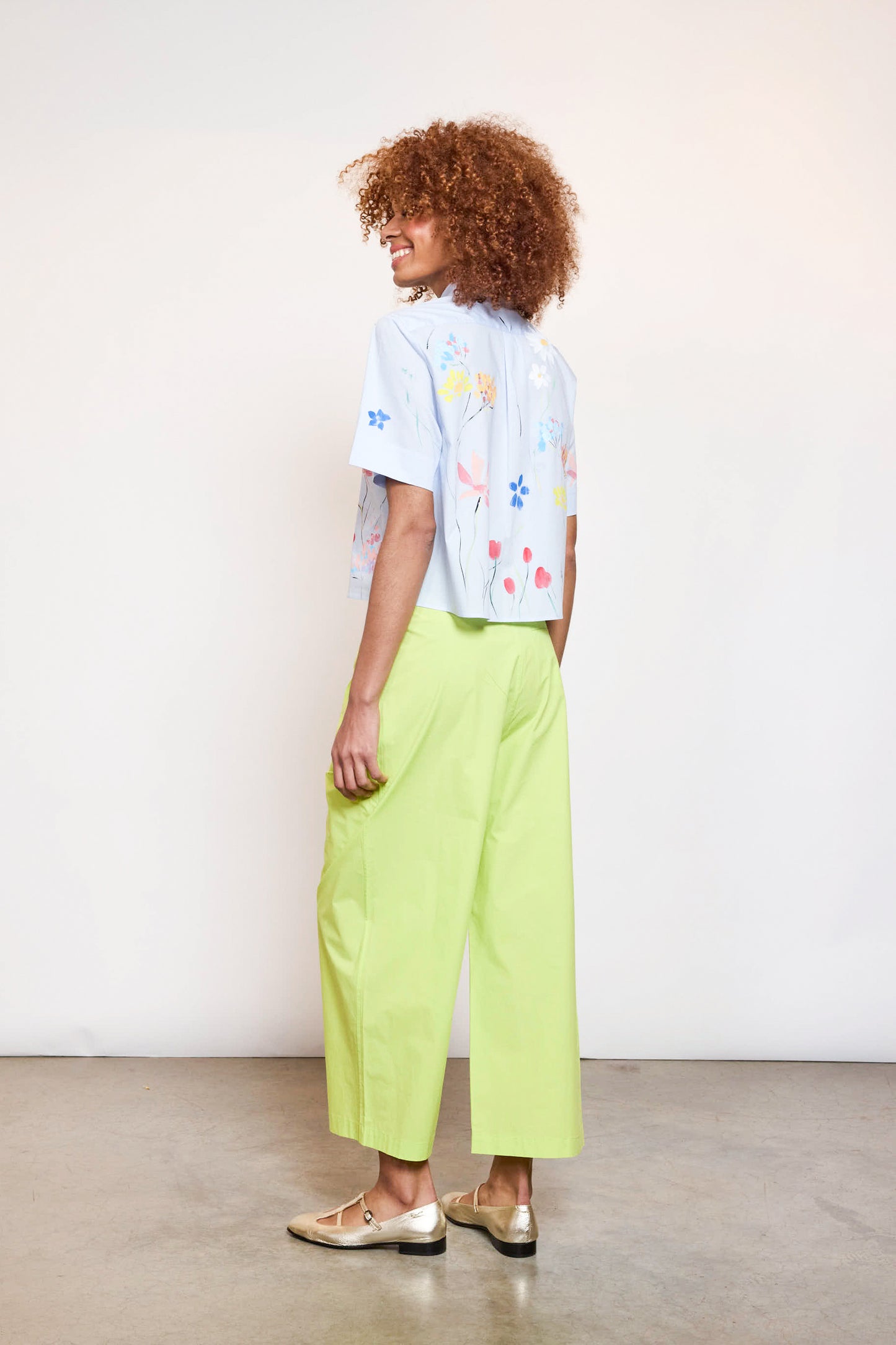 PANTALON PINCES POPELINE LIME