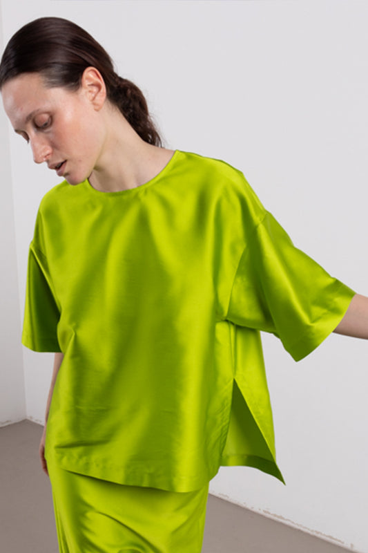 T-SHIRT EN SATIN LIME