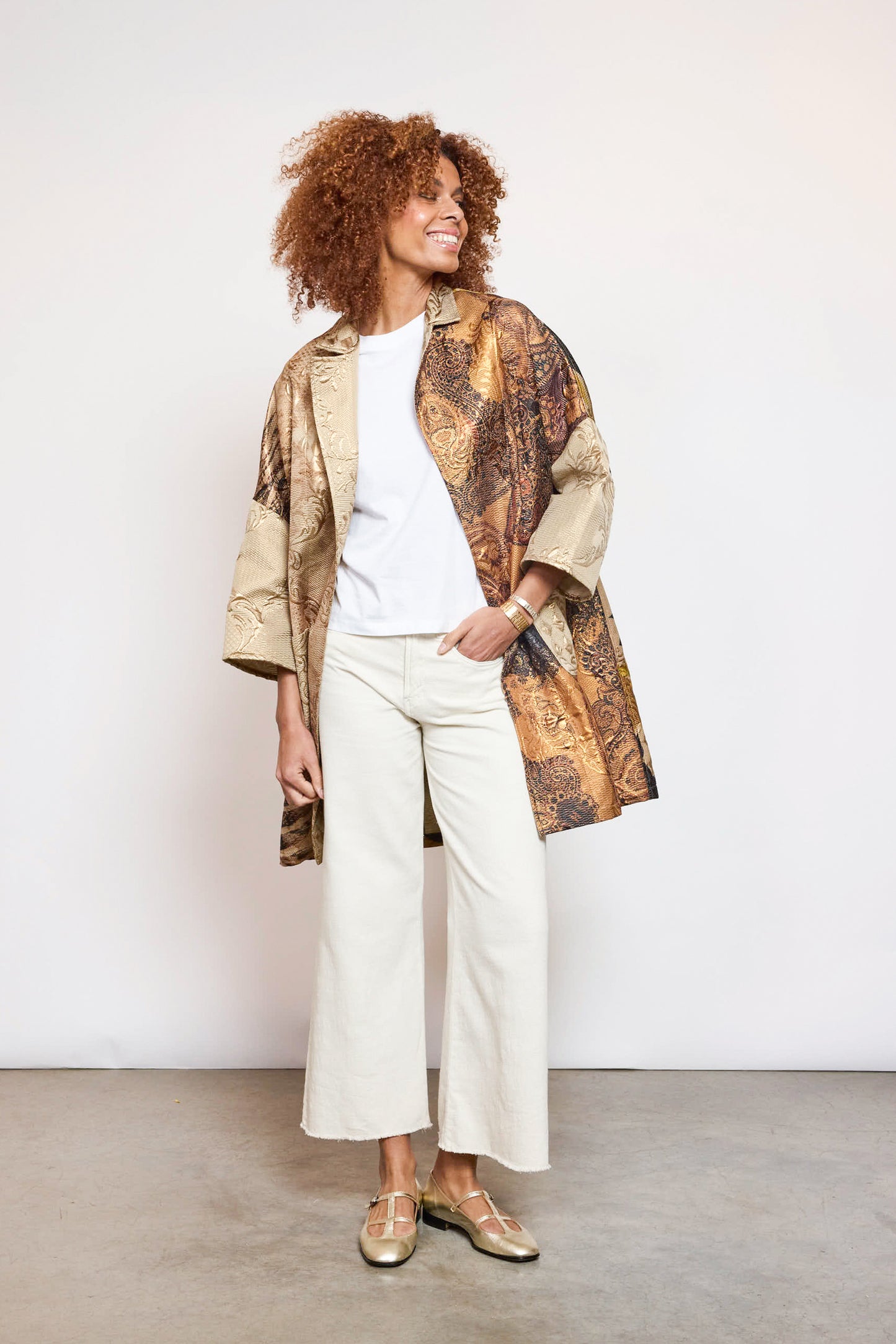 BROCADE COAT CAMEL