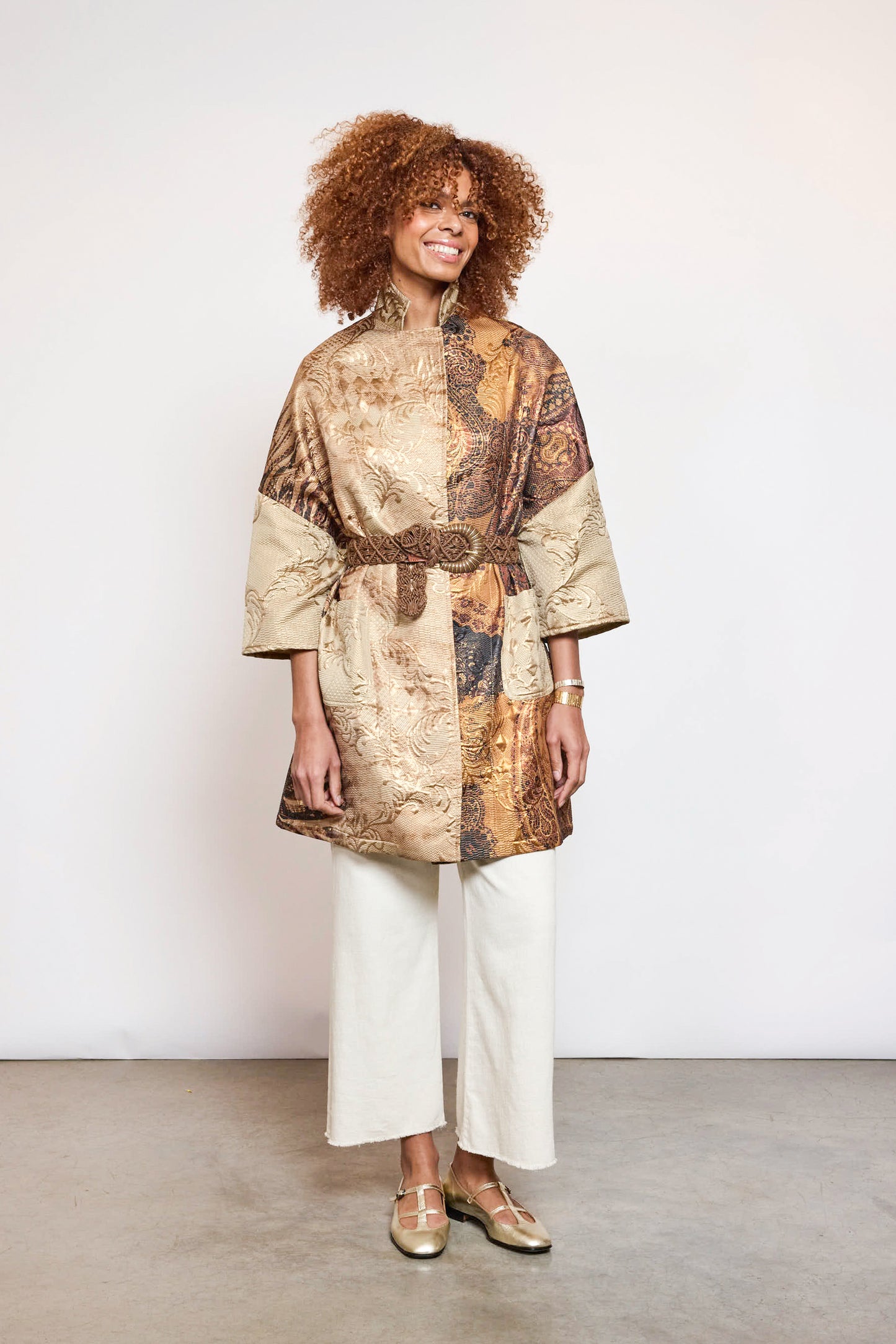 BROCADE COAT CAMEL