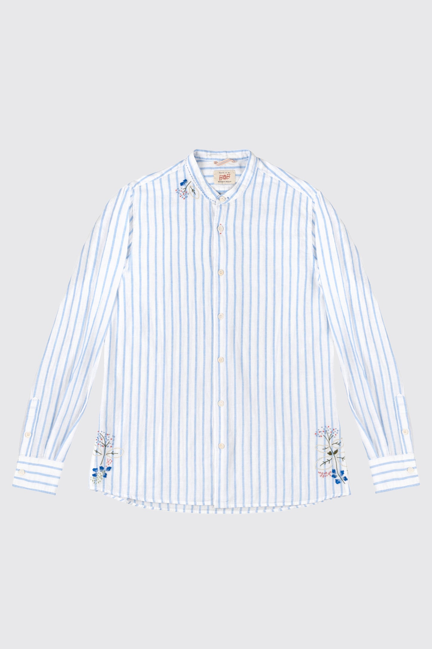 LINEN SHIRT OFFICER COLLAR SKY