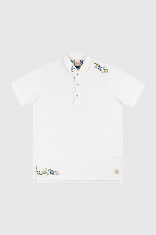 CROSS STITCH PIQUÉ POLO WHITE