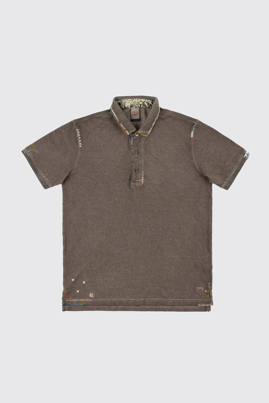 EMBROIDERED PIQUÉ POLO SHIRT BROWN