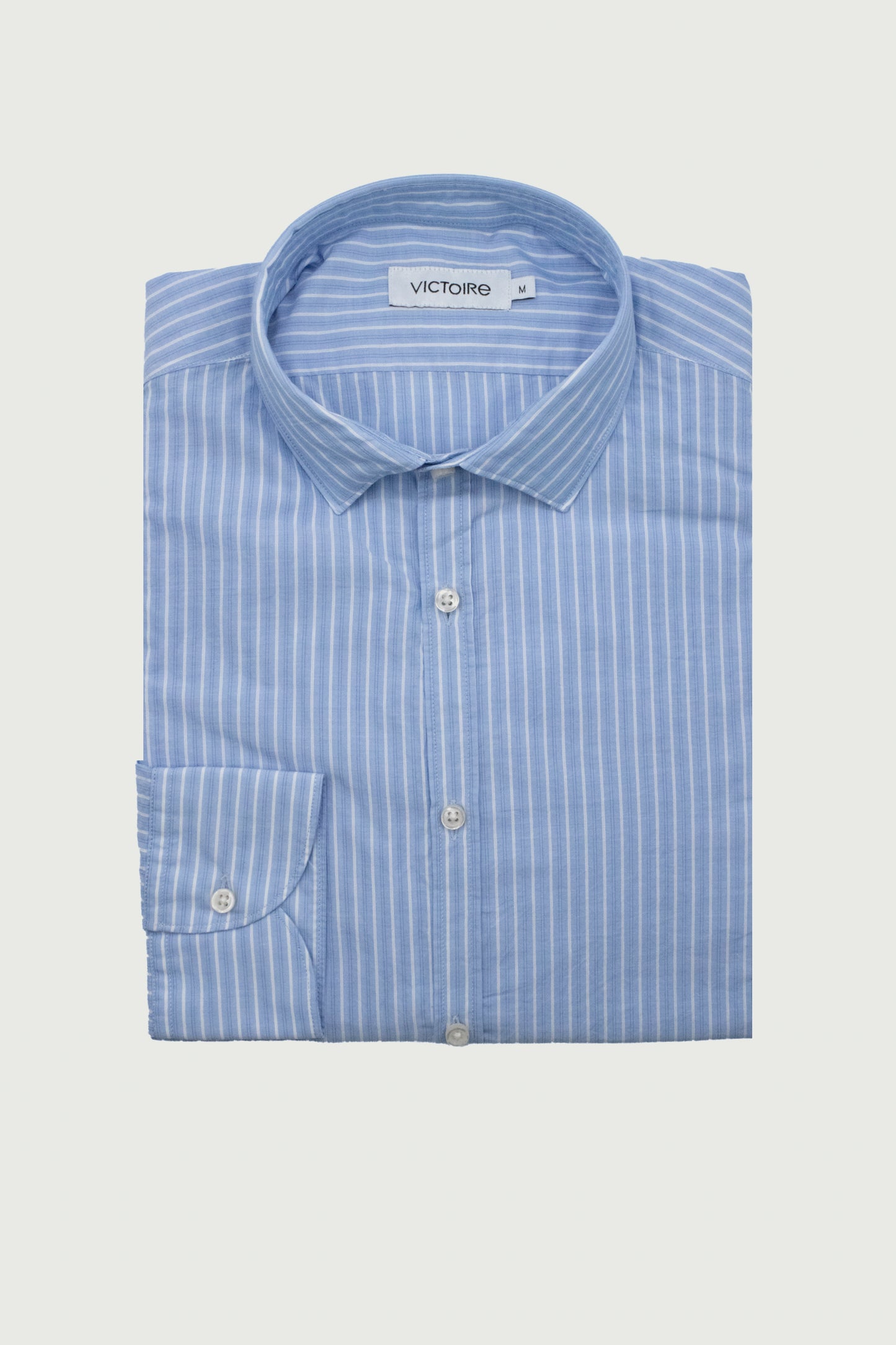 COTTON VEIL FITTED SHIRT BLUE STRIPES