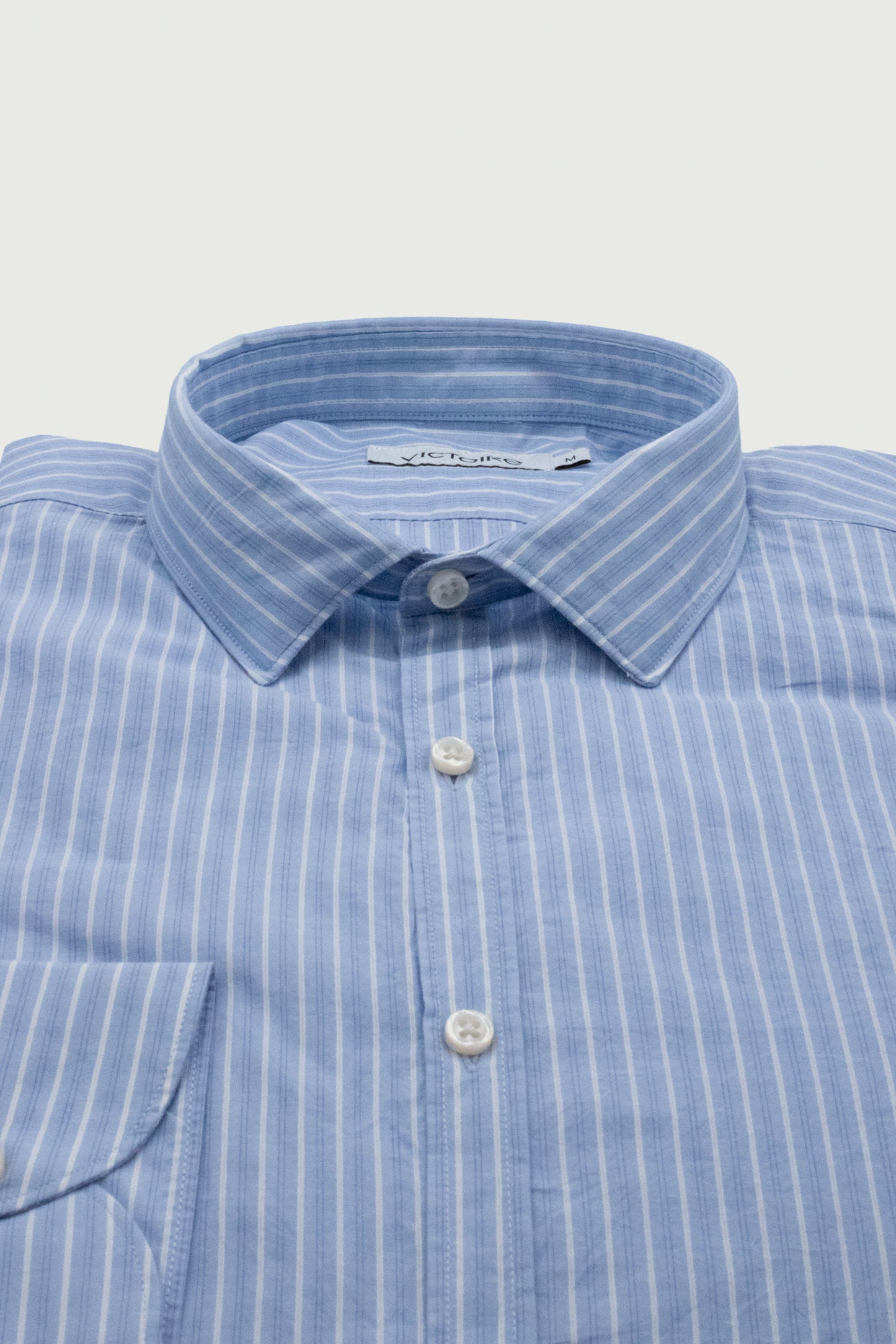 COTTON VEIL FITTED SHIRT BLUE STRIPES