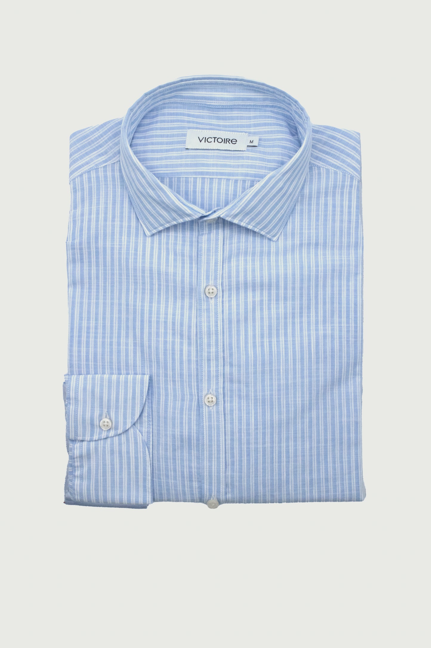 LIN X COTON FITTED SHIRT BLUE STRIPES