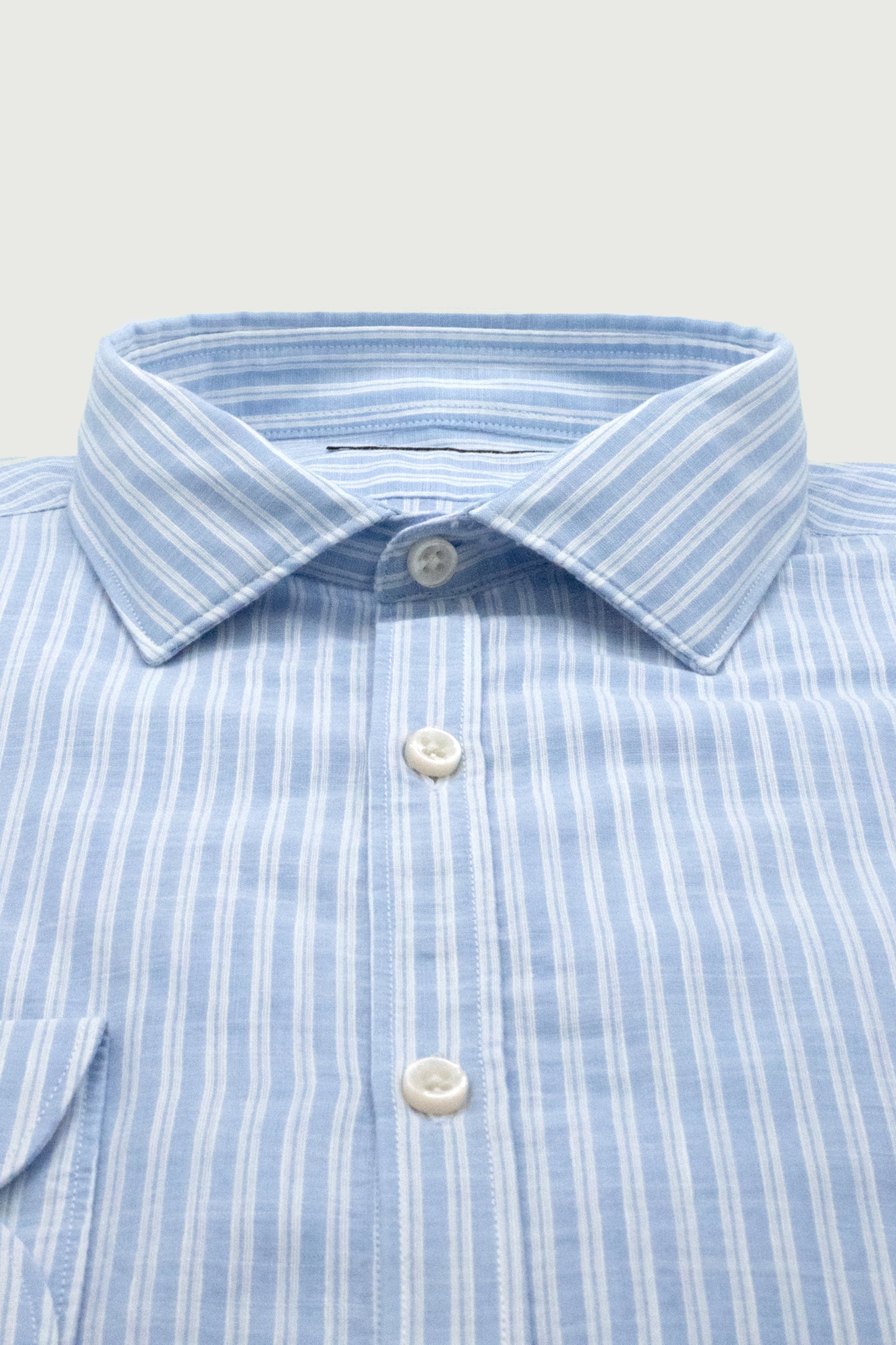 LIN X COTON FITTED SHIRT BLUE STRIPES