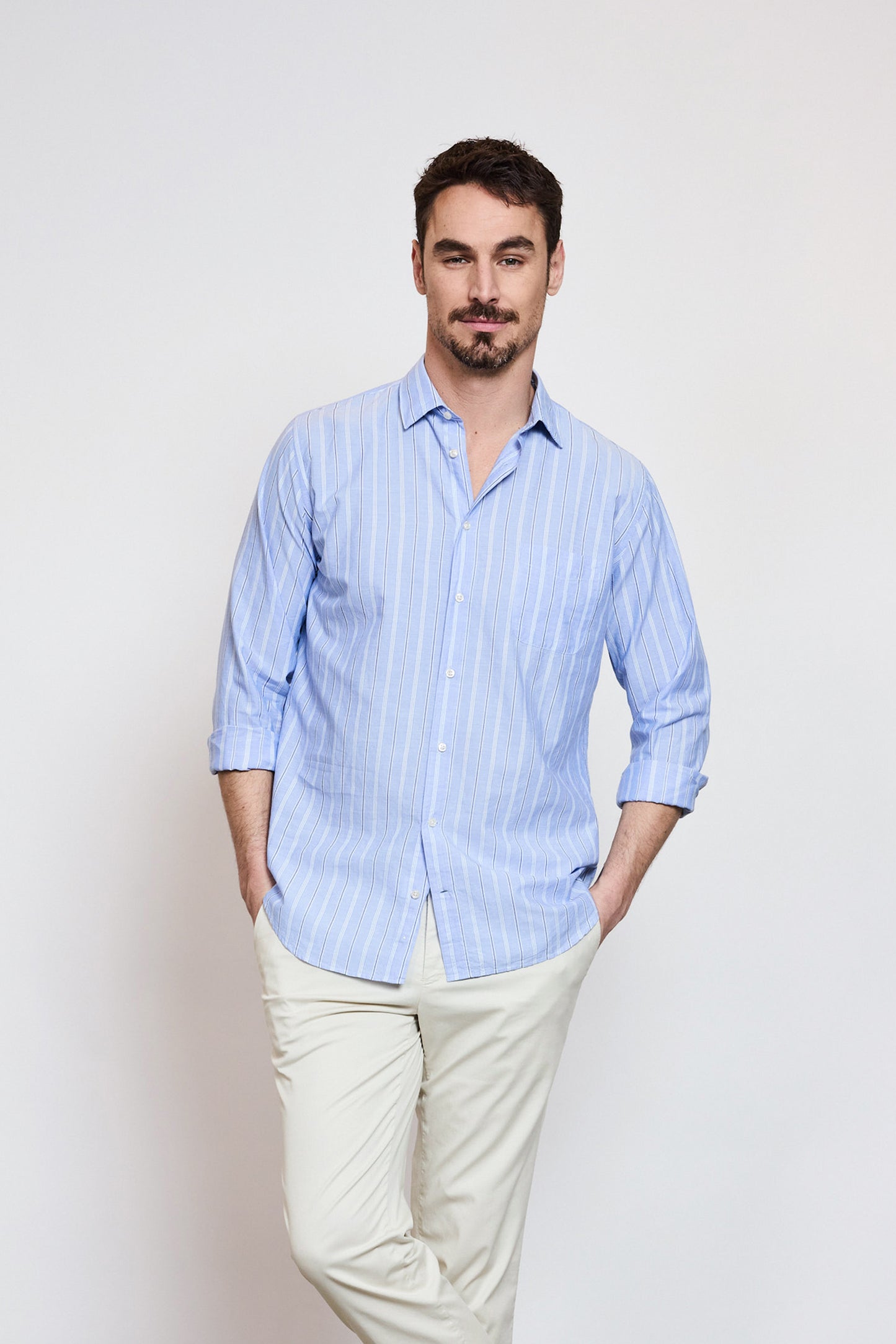 SEMI SLIM SHIRT BLUE STRIPES