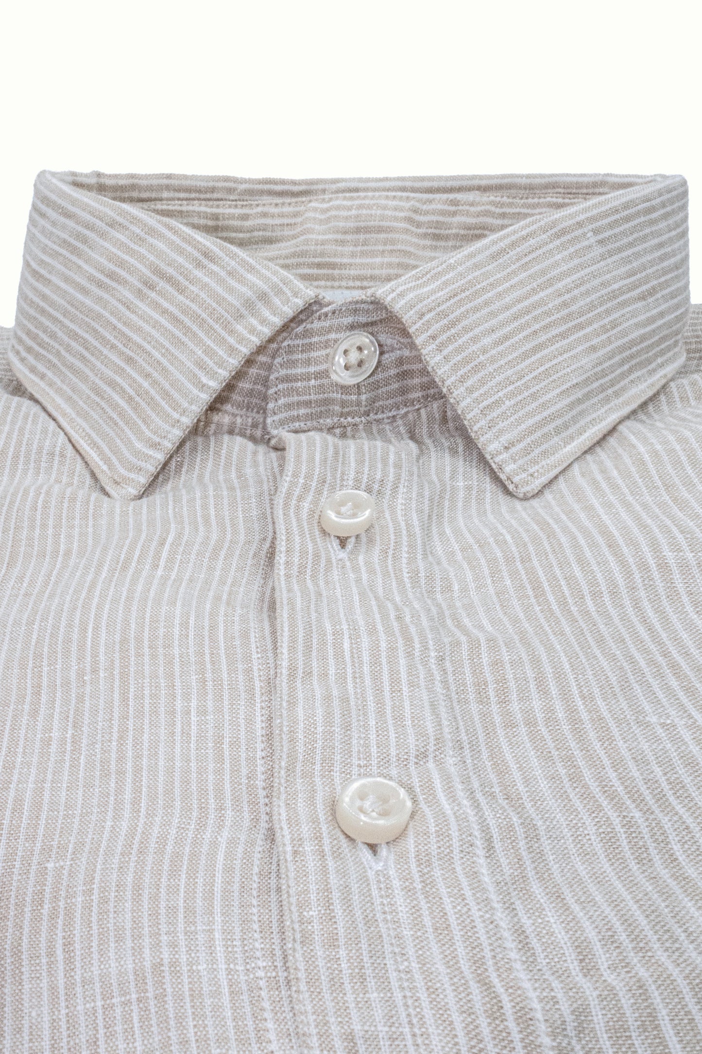 LINEN SEMI SLIM SHIRT BEIGE STRIPES