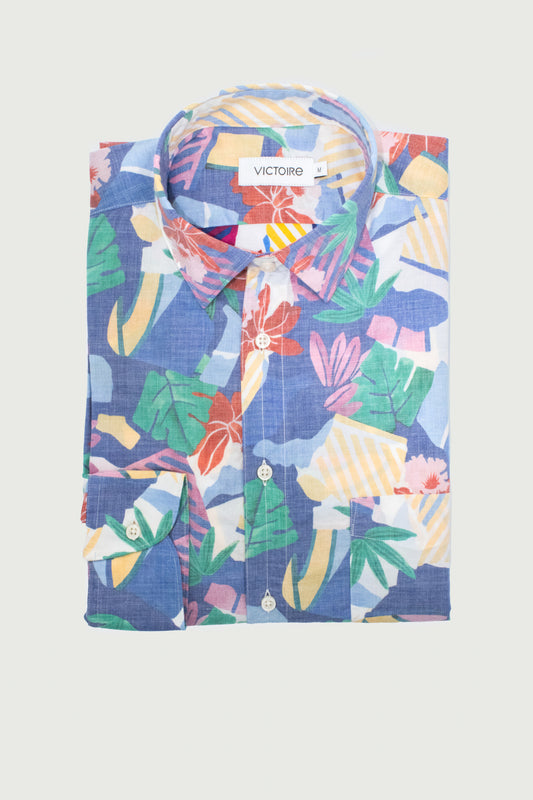 LYOCELL SEMI SLIM SHIRT FLOWER