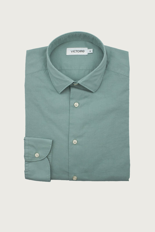 COTTON VEIL SEMI SLIM SHIRT CELADON