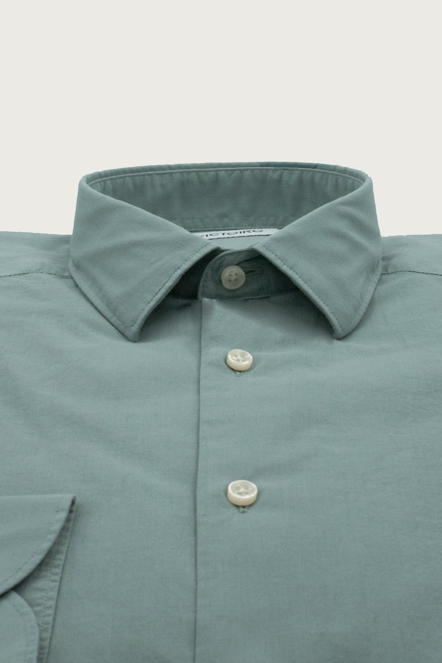 COTTON VEIL SEMI SLIM SHIRT CELADON