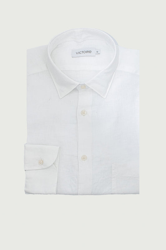 LINEN SEMI SLIM SHIRT WHITE