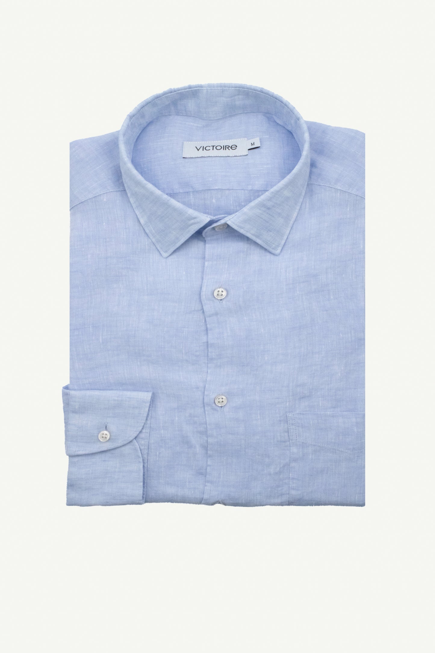 LINEN SEMI SLIM SHIRT BLUE