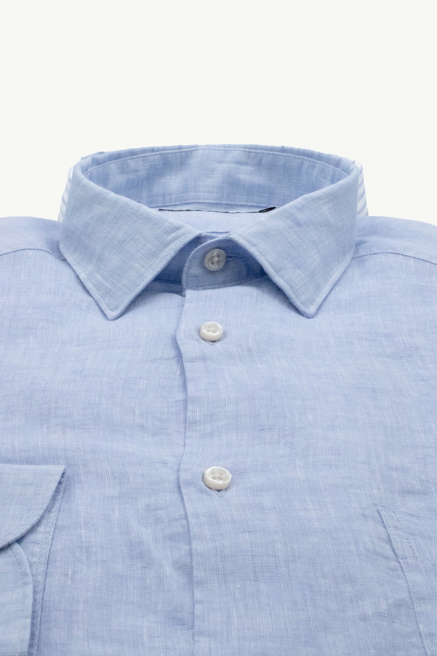 LINEN SEMI SLIM SHIRT BLUE