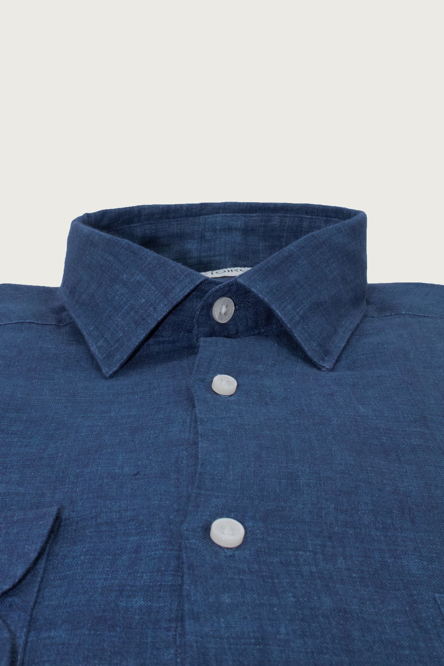 LINEN SEMI SLIM SHIRT NAVY