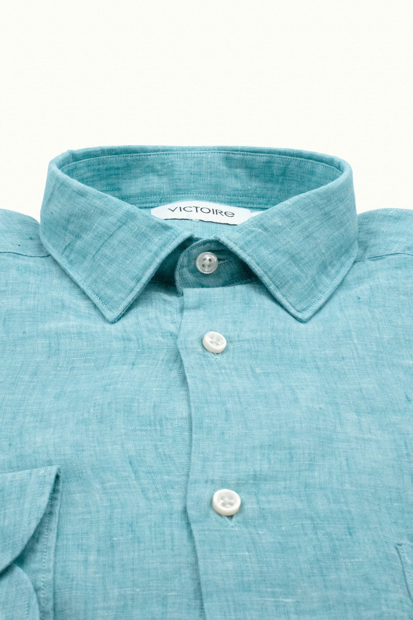 LINEN SEMI SLIM SHIRT AQUA