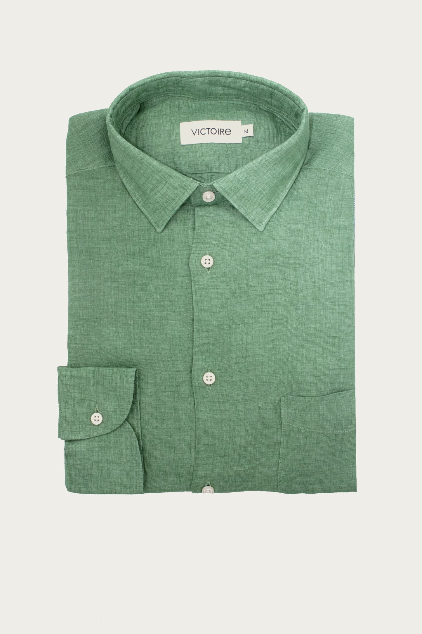 LINEN SEMI SLIM SHIRT MINT