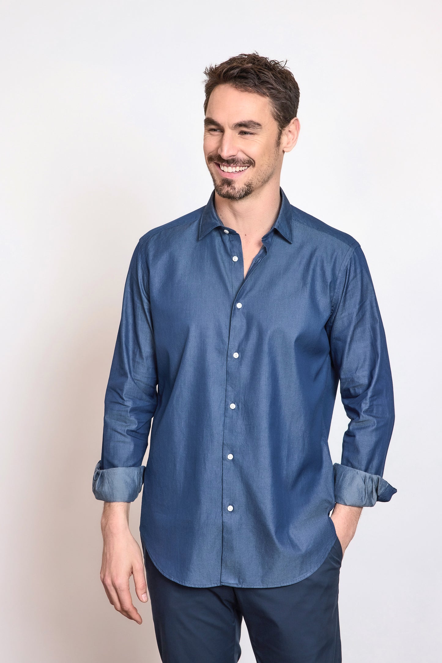 JEANS SEMI SLIM SHIRT BLUE