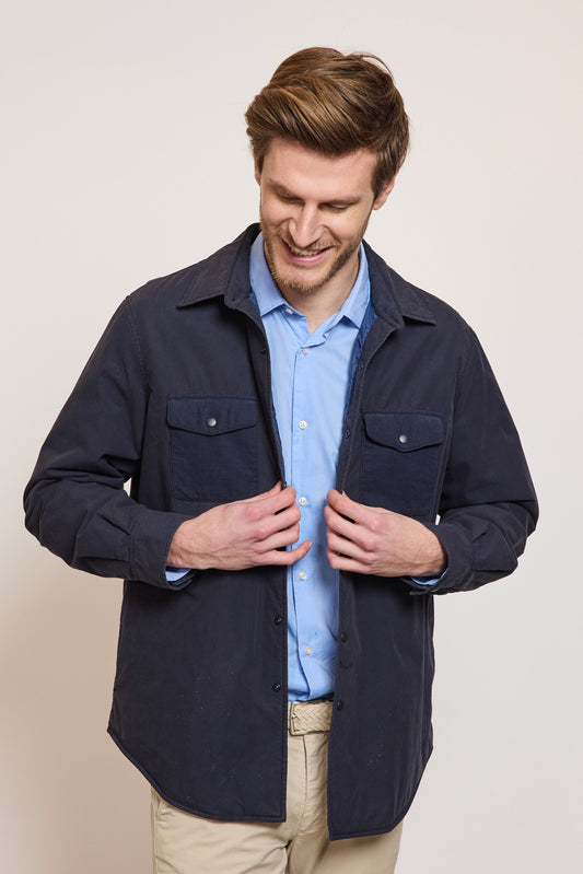 TWO-MATERIAL OVERSHIRT NAVY