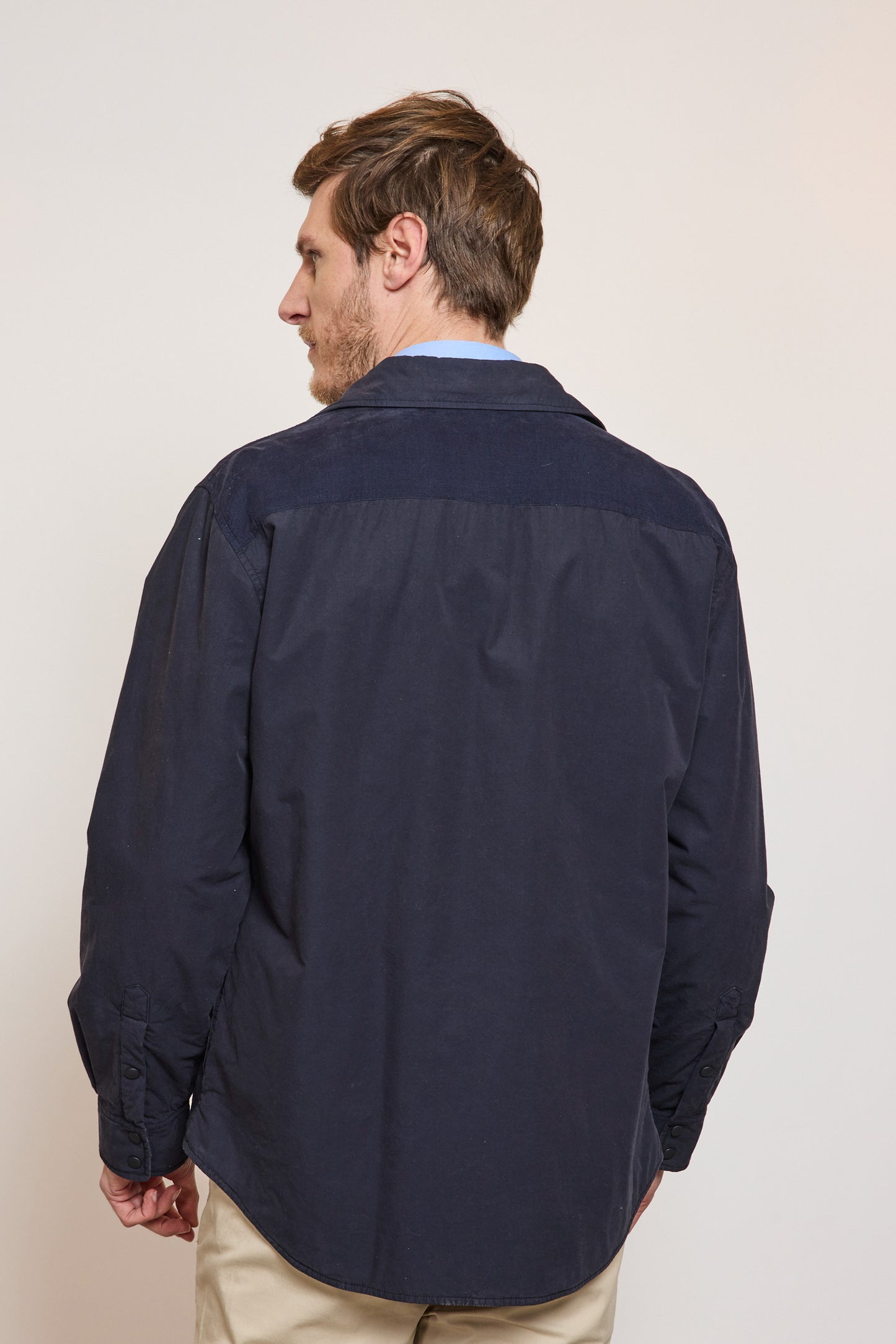 TWO-MATERIAL OVERSHIRT NAVY