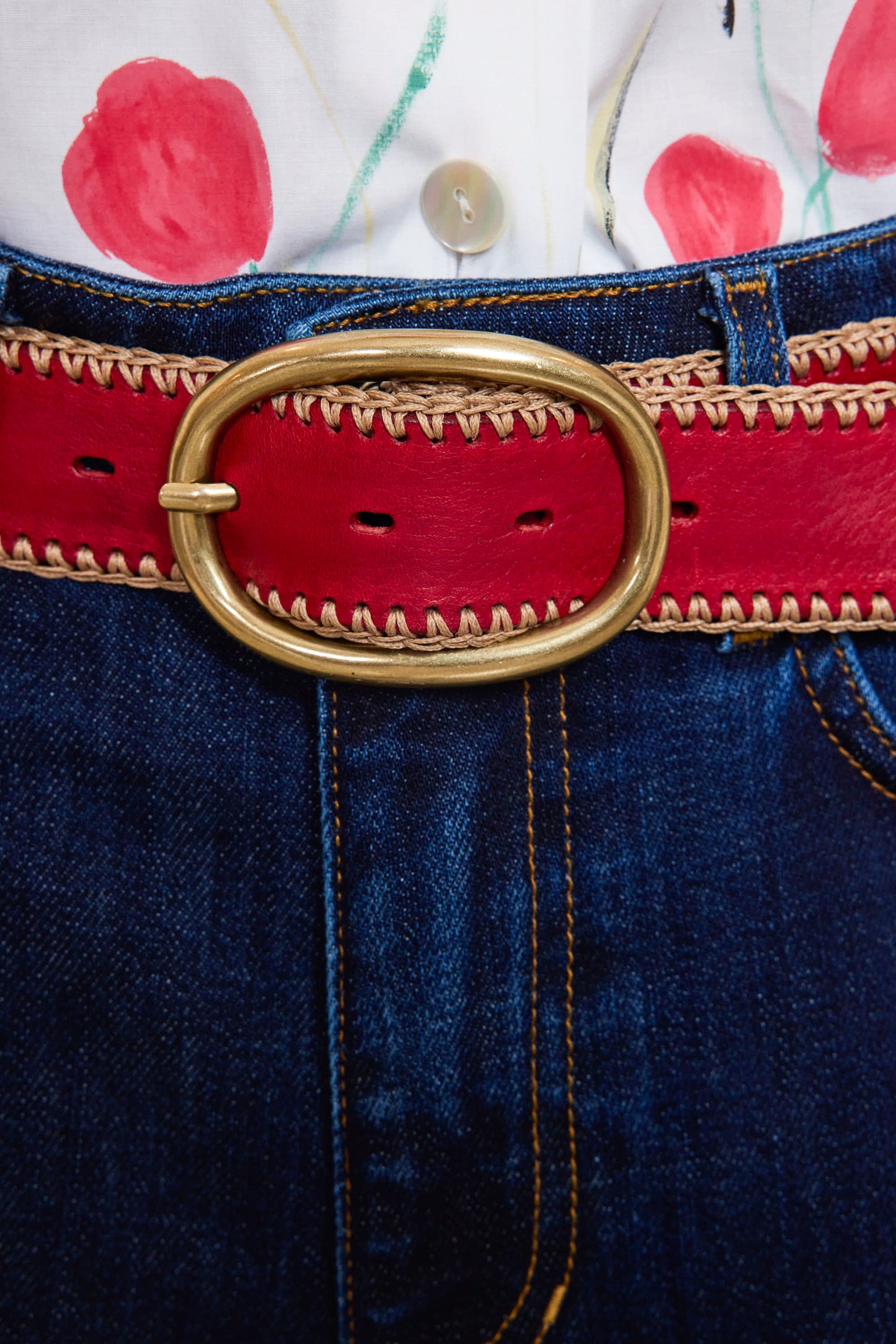 CEINTURE BRODÉE ROUGE