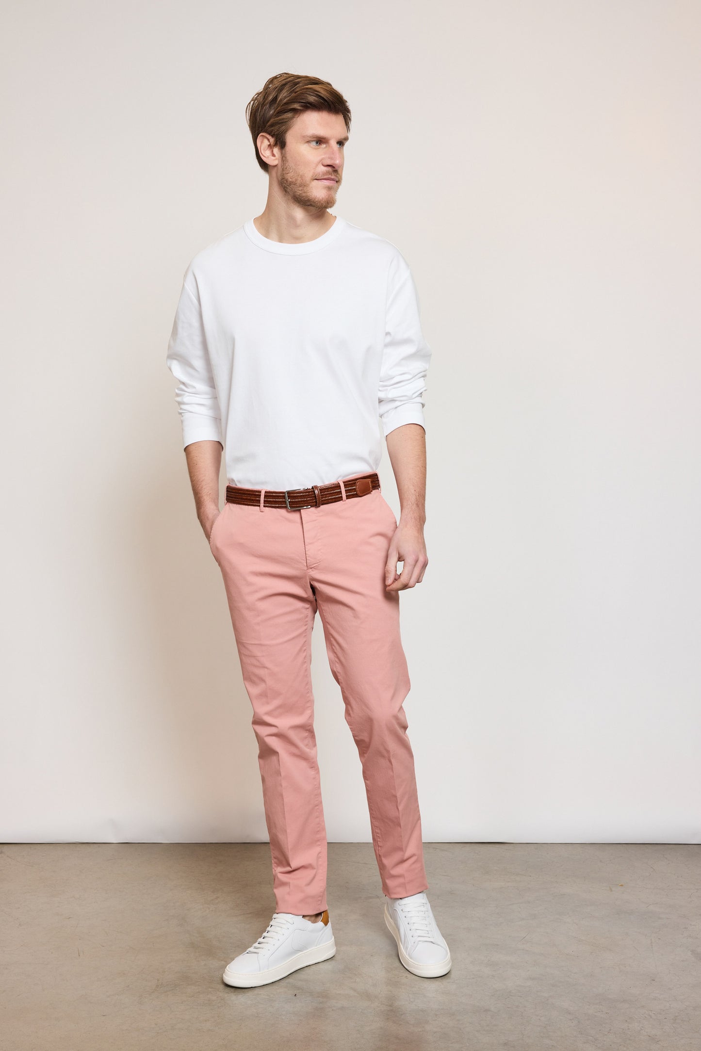 SLIM COTTON PANTS OLD PINK