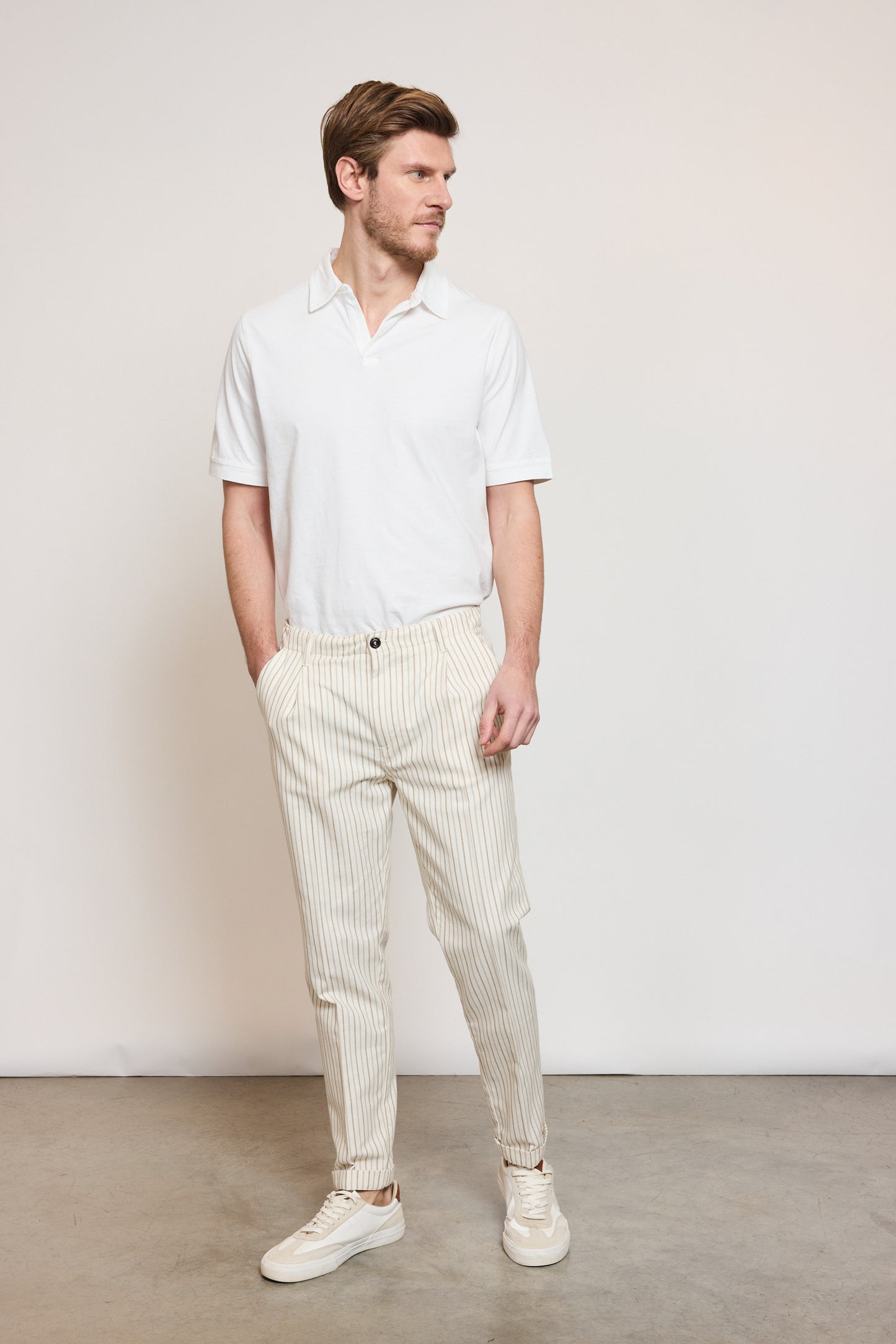 STRIPED TROUSERS SAND