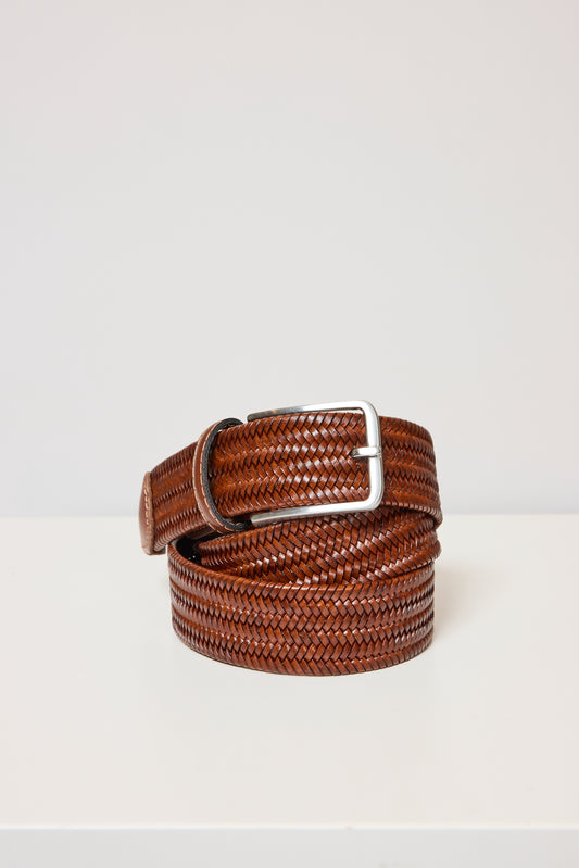 BRAIDED LEATHER BELT COGNAC