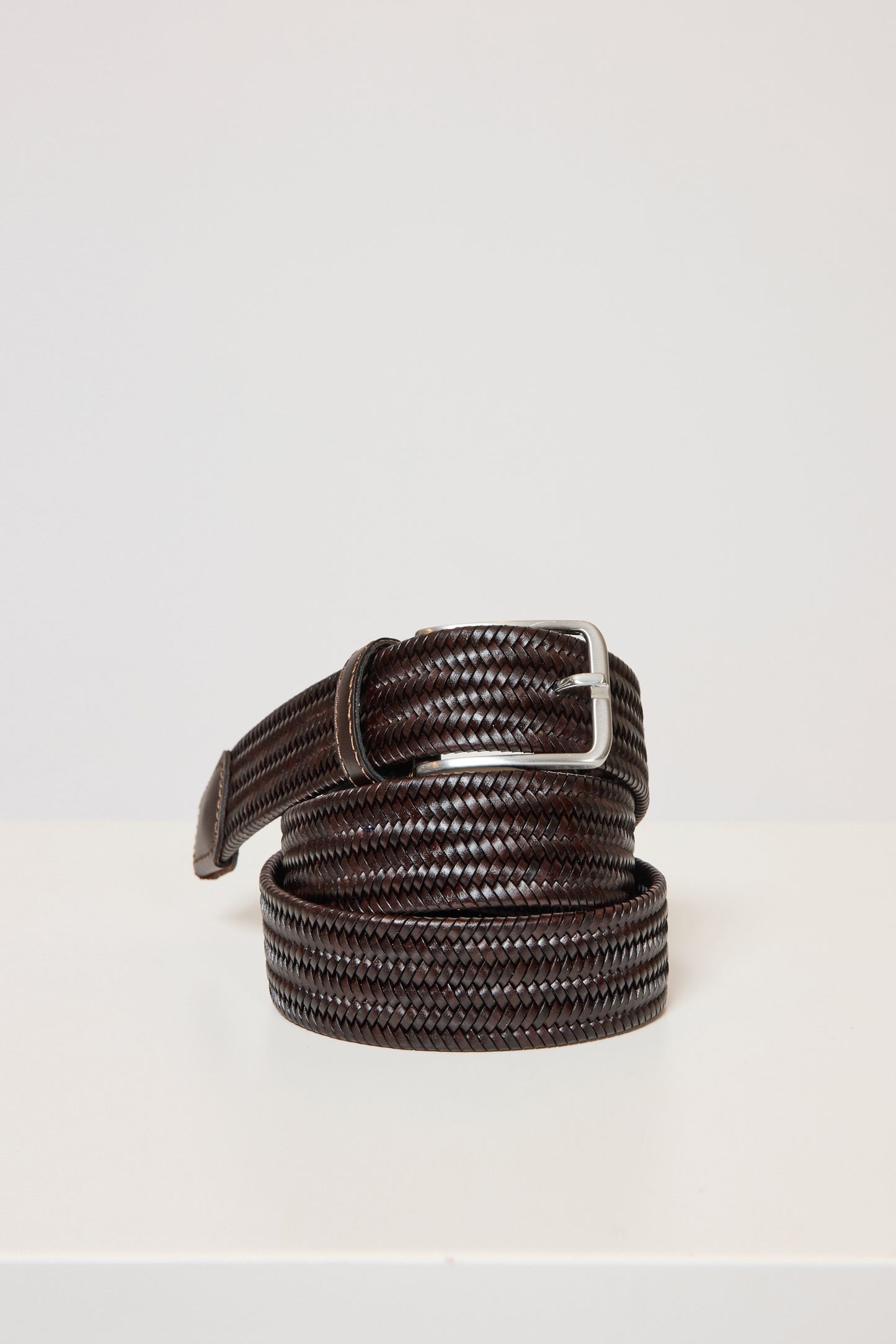 BRAIDED LEATHER BELT BROWN