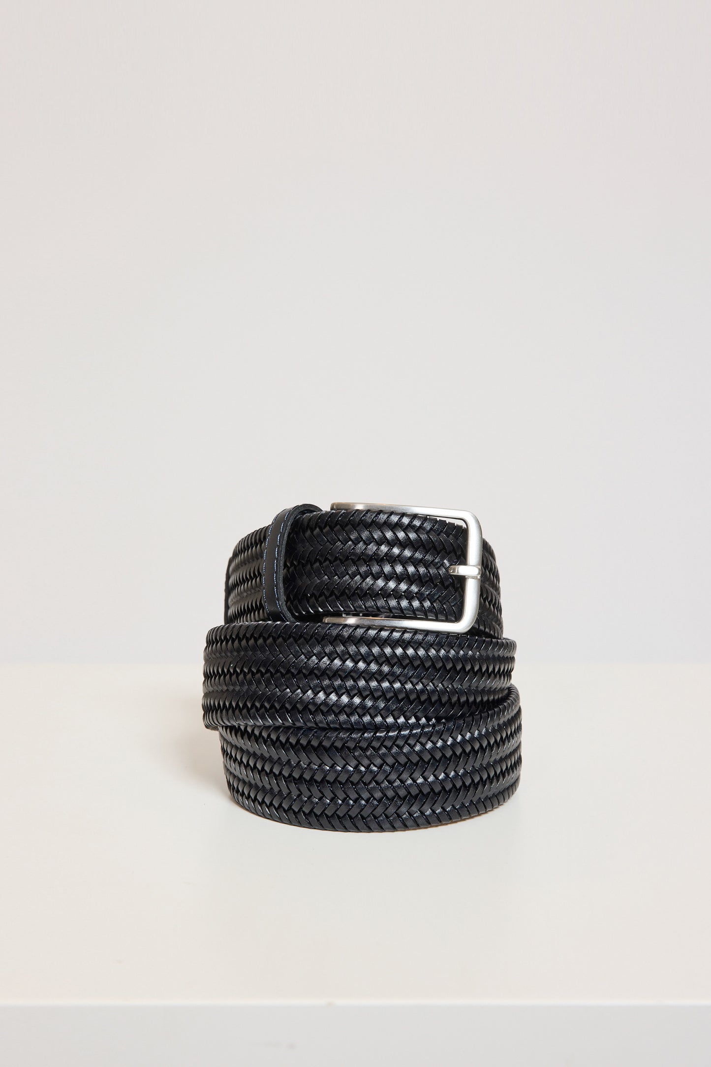 BRAIDED LEATHER BELT NAVY