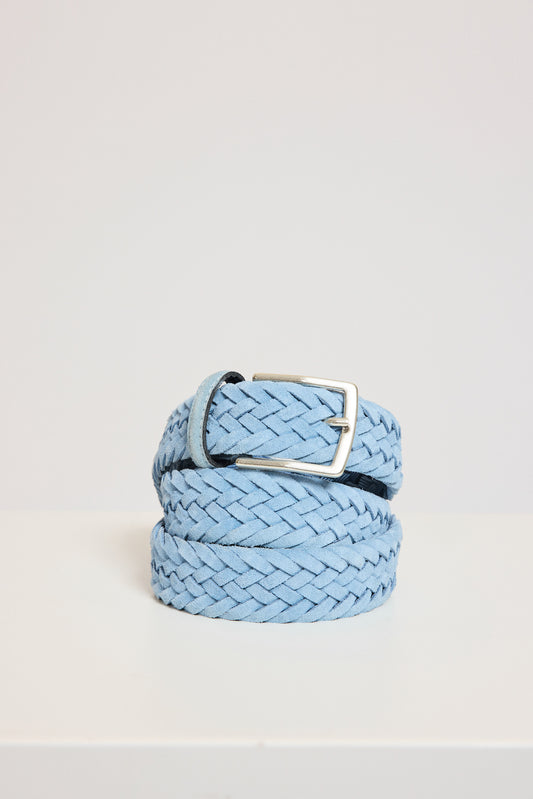 BRAIDED SUEDE BELT LIGHT BLUE