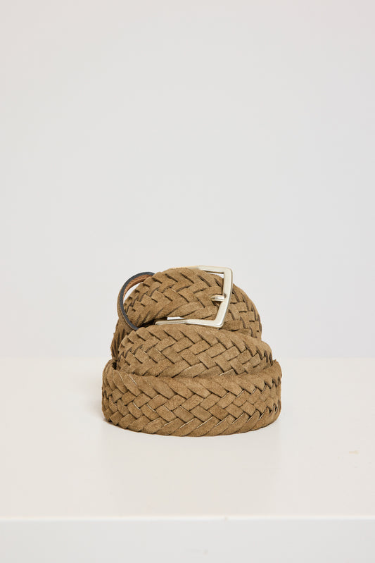 BRAIDED SUEDE BELT GREEN