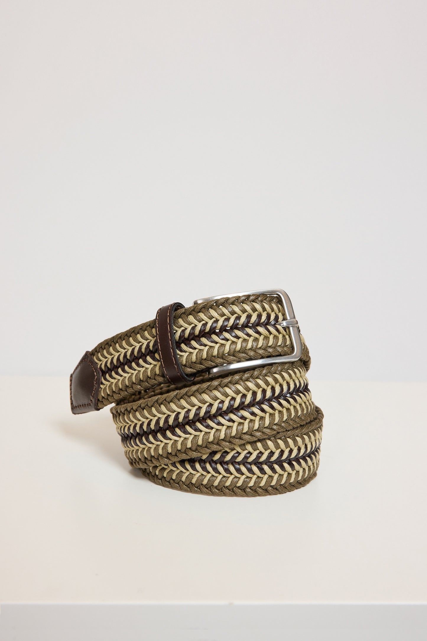 TRICOLOR LEATHER BELT KHAKI