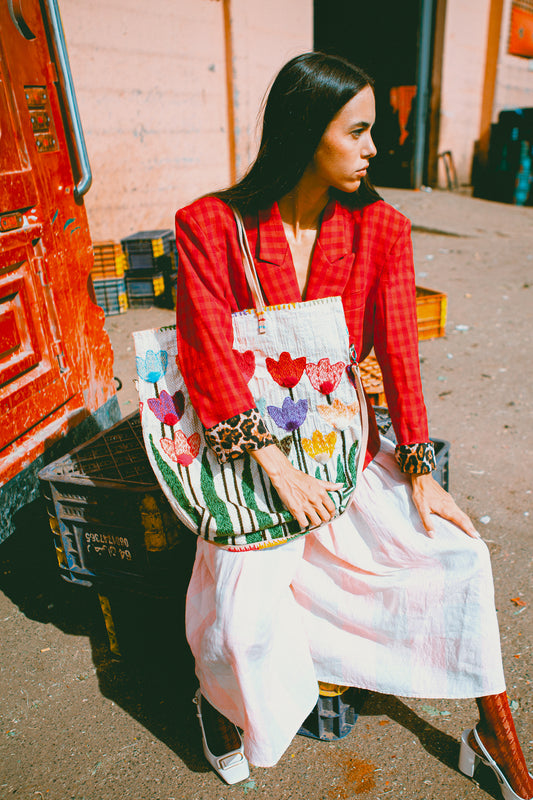 FLOWERED RECYCLED BAG TULIP