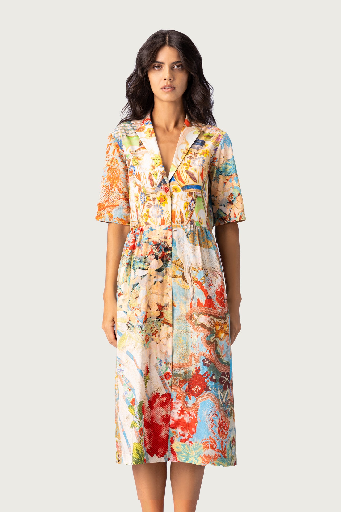 POPLIN DRESS MULTICOLORED