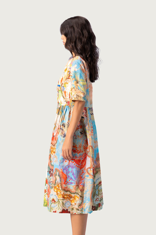 POPLIN DRESS MULTICOLORED