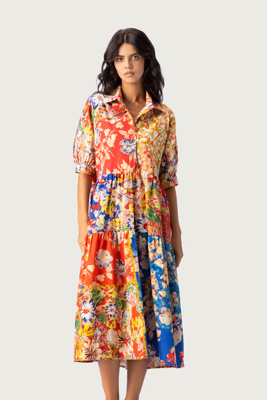 POPLIN DRESS MULTICOLORED