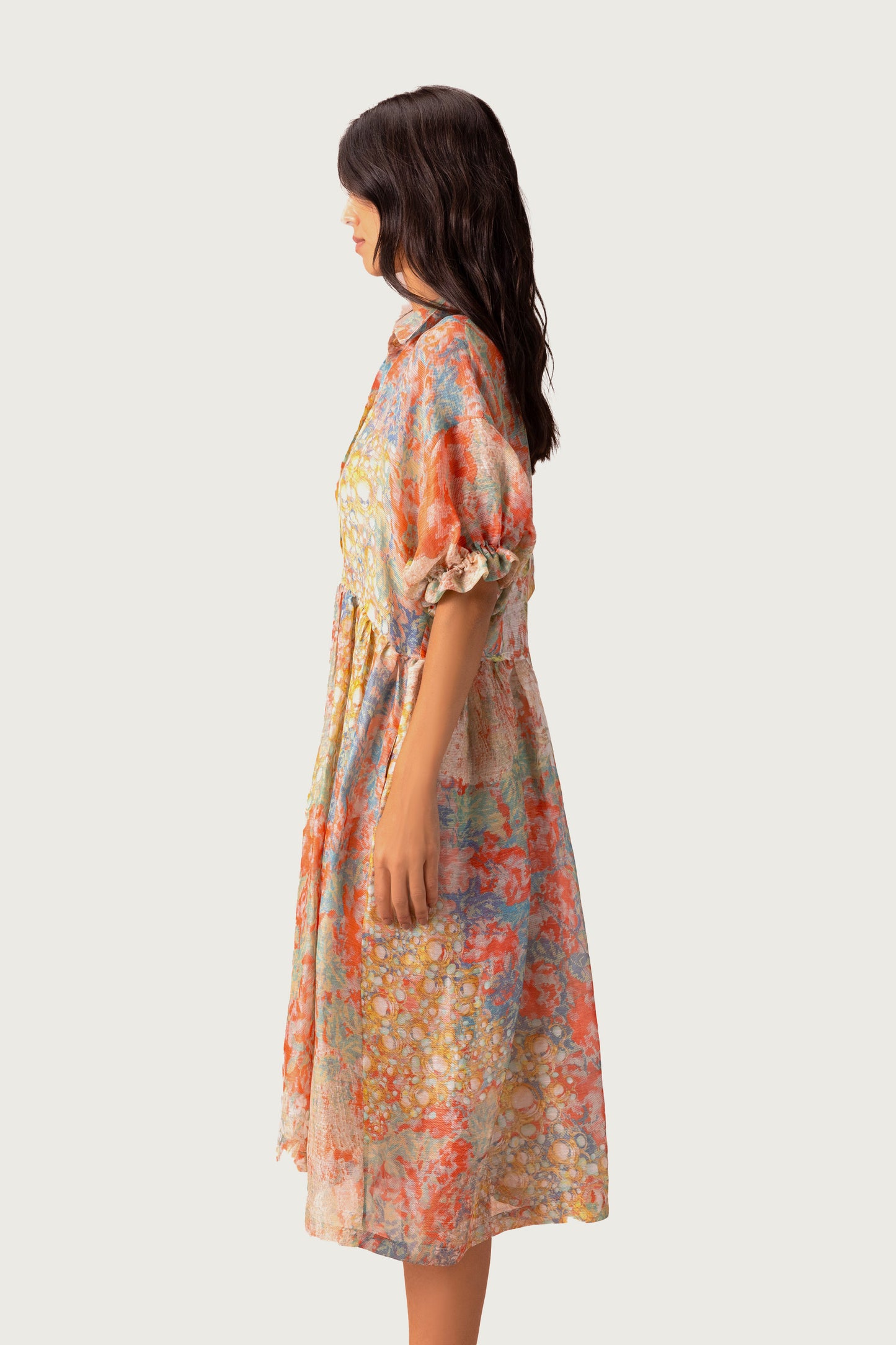 LINEN DRESS MULTICOLORED