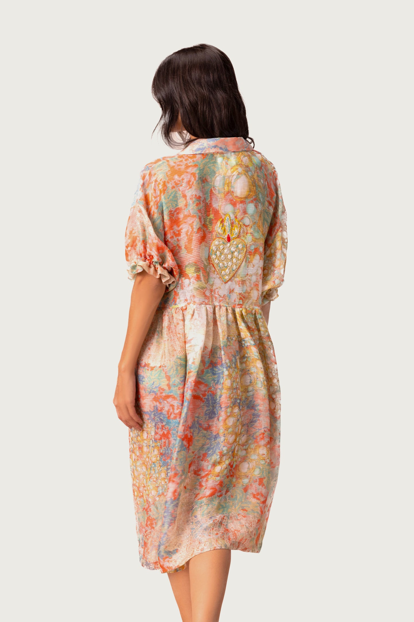 LINEN DRESS MULTICOLORED