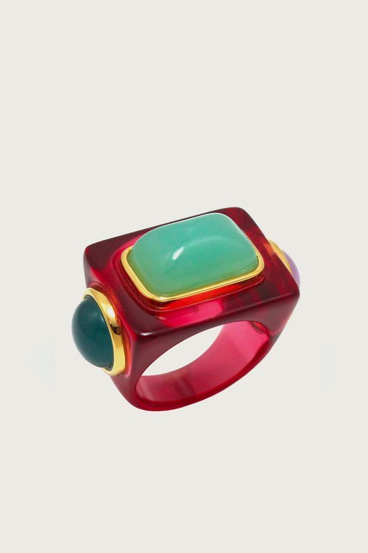 BAGUE EN RÉSINE TRIO BORDEAUX