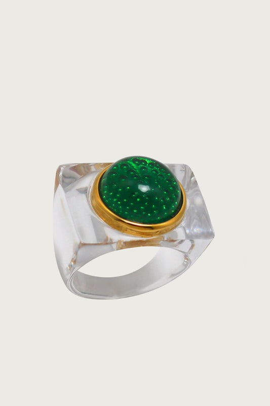 BAGUE TRANSLUCIDE RÉSINE VERTE