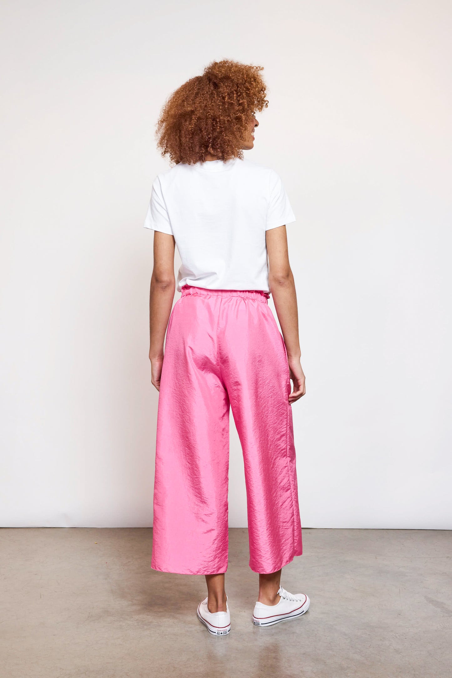 PANTALON EN TAFF FUSCHIA