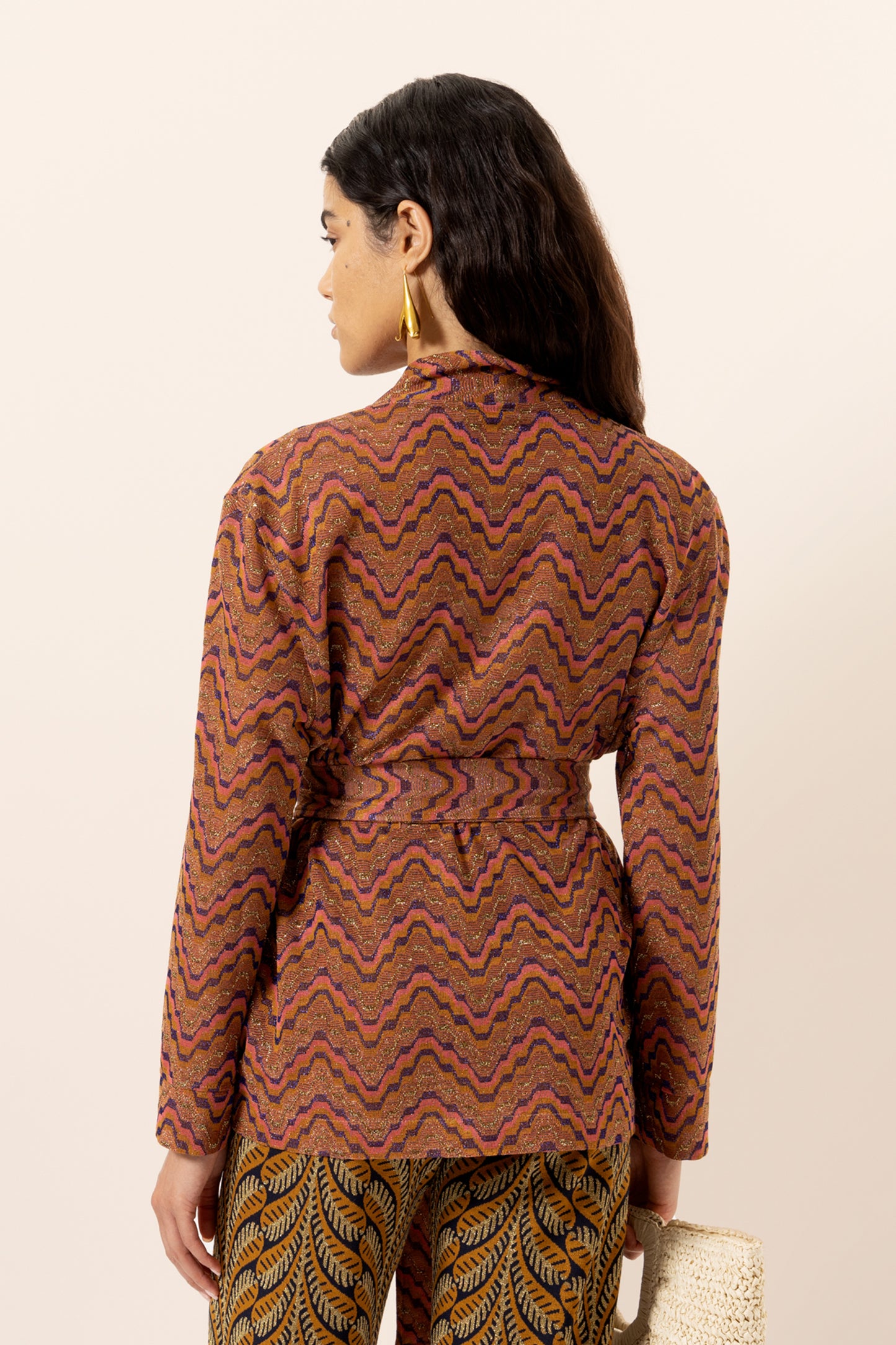 LUREX AND JERSEY KIMONO TERRACOTTA