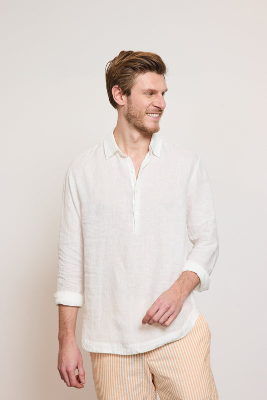 LINEN POLO SHIRT WHITE