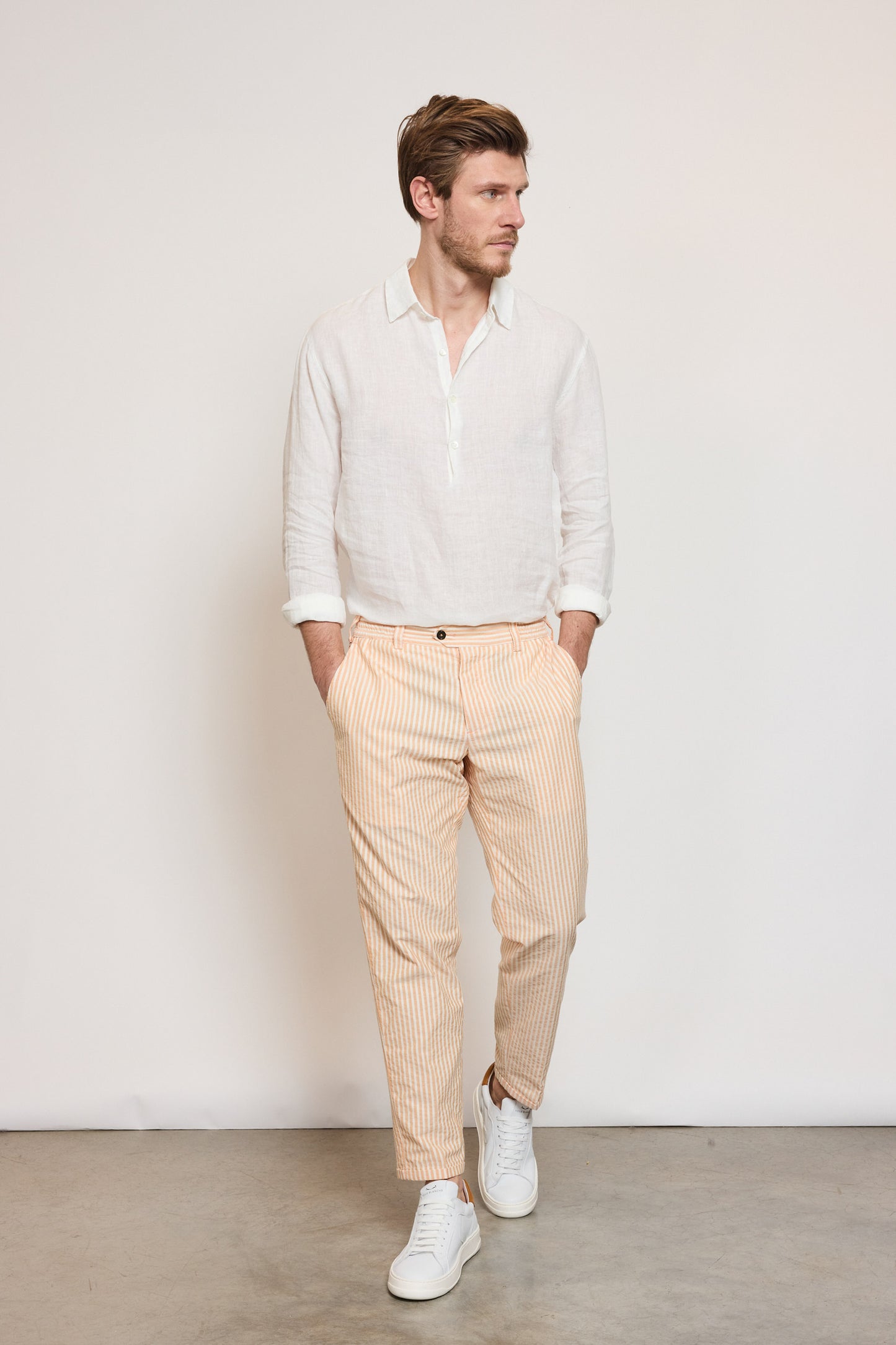 LINEN POLO SHIRT WHITE