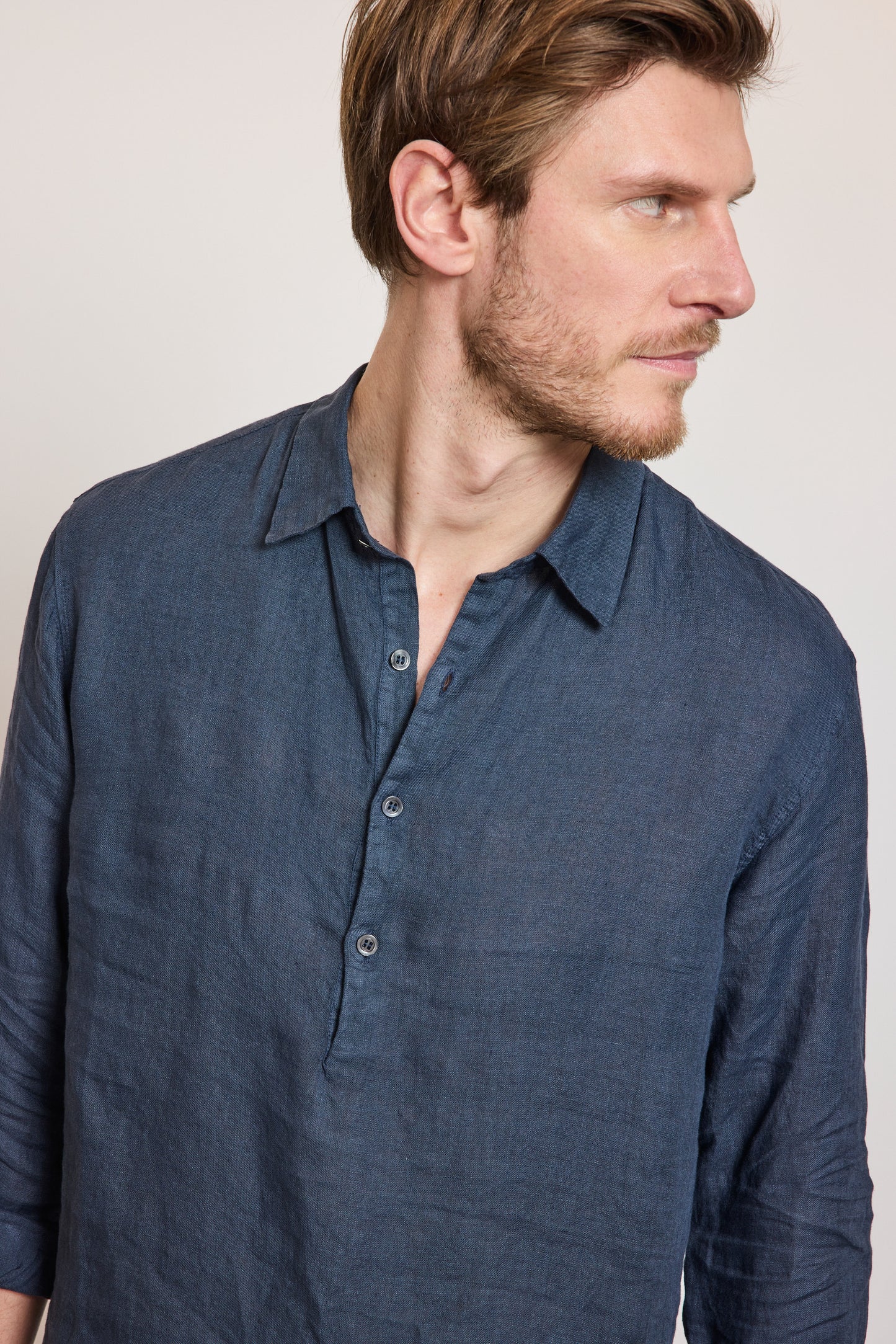 LINEN POLO SHIRT NAVY