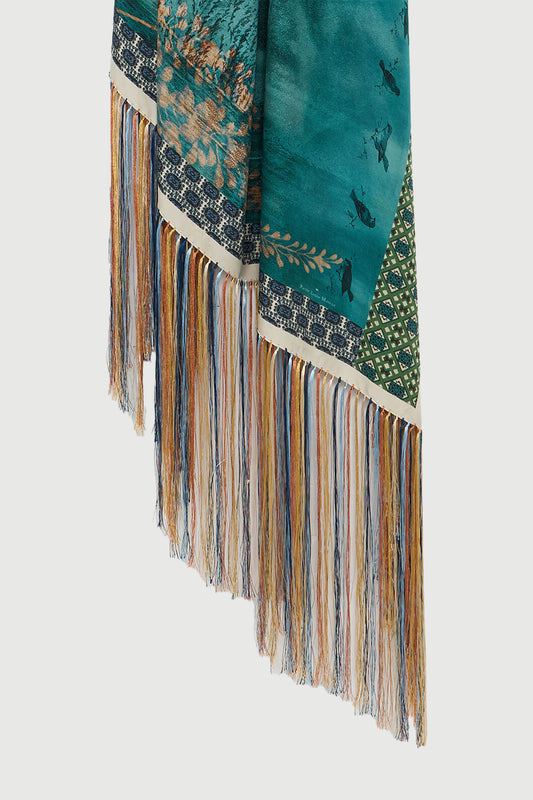 FINE SILK FRINGE SCARF UNIQUE